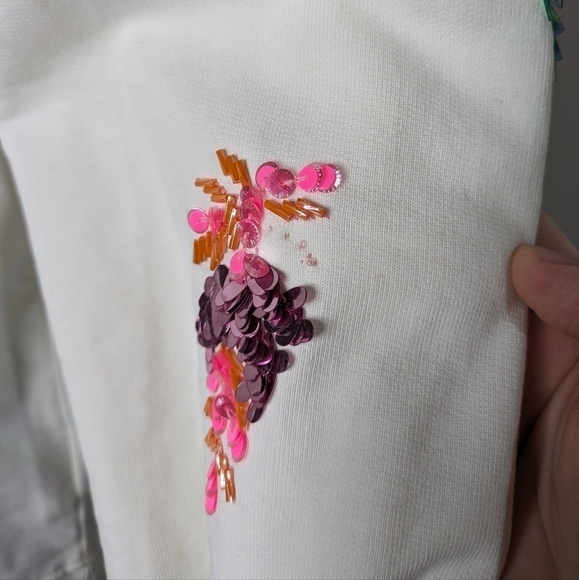 Essentiel Antwerp Zita bead & sequin puff sleeve sweatshirt 8 - Picture 8 of 14